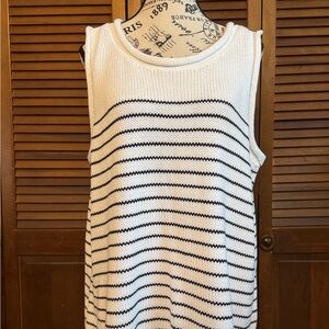 Lane Bryant Navy Striped Sleeveless Knit Top